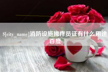 崇左消防设施操作员证有什么用途百度